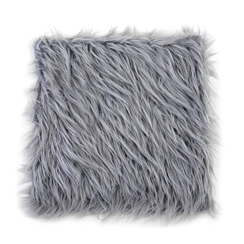 Set of 2 Faux Fur Cushion Cover Grey